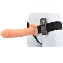 Load image into Gallery viewer, loving-joy-7-inch-vibrating-hollow-strap-on-vanilla