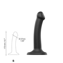 Load image into Gallery viewer, strap-on-me-semi-realistic-dual-density-bendable-dildo-black-small