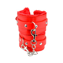 Load image into Gallery viewer, bound-to-please-furry-plush-wrist-cuffs-red