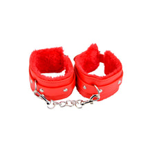 Load image into Gallery viewer, bound-to-please-furry-plush-wrist-cuffs-red