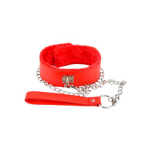 Load image into Gallery viewer, bound-to-please-furry-collar-with-leash-red