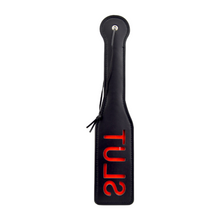 Load image into Gallery viewer, bound-to-please-slut-spanking-paddle-black