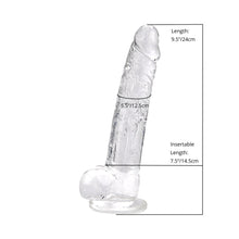 Load image into Gallery viewer, loving-joy-9-inch-dildo-with-balls-clear