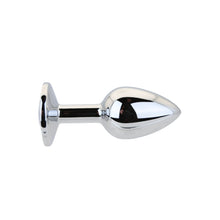 Load image into Gallery viewer, toosh-silver-metal-butt-plug-small-clear-stone