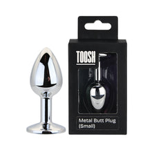 Load image into Gallery viewer, toosh-silver-metal-butt-plug-small-clear-stone