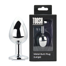 Load image into Gallery viewer, toosh-silver-metal-butt-plug-large-clear-stone