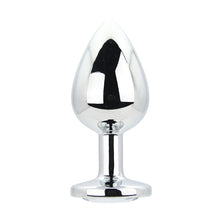 Load image into Gallery viewer, toosh-silver-metal-butt-plug-large-clear-stone