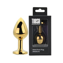 Load image into Gallery viewer, toosh-gold-metal-butt-plug-medium-clear-stone