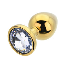 Load image into Gallery viewer, toosh-gold-metal-butt-plug-large-clear-stone