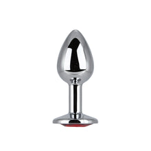 Load image into Gallery viewer, toosh-silver-metal-butt-plug-small-red-stone