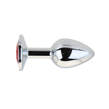 Load image into Gallery viewer, toosh-silver-metal-butt-plug-small-red-stone
