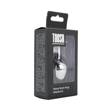Load image into Gallery viewer, toosh-silver-metal-butt-plug-medium-red-stone