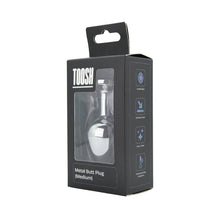 Load image into Gallery viewer, toosh-silver-metal-butt-plug-medium-red-stone
