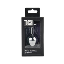 Load image into Gallery viewer, toosh-silver-metal-butt-plug-medium-red-stone
