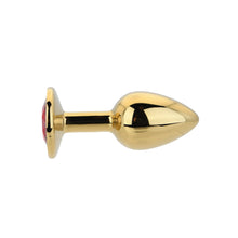 Load image into Gallery viewer, toosh-gold-metal-butt-plug-small-red-stone