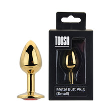 Load image into Gallery viewer, toosh-gold-metal-butt-plug-small-red-stone