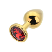 Load image into Gallery viewer, toosh-gold-metal-butt-plug-medium-red-stone