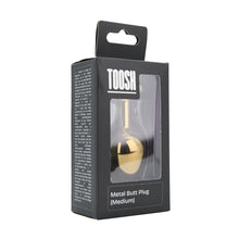 Load image into Gallery viewer, toosh-gold-metal-butt-plug-medium-red-stone