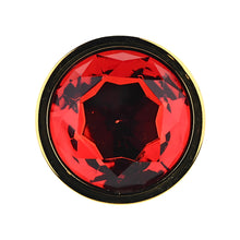 Load image into Gallery viewer, toosh-gold-metal-butt-plug-large-red-stone