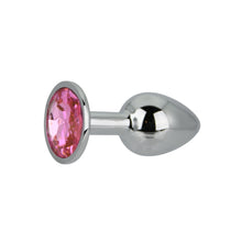 Load image into Gallery viewer, toosh-silver-metal-butt-plug-small-pink-stone
