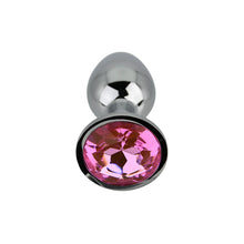 Load image into Gallery viewer, toosh-silver-metal-butt-plug-small-pink-stone