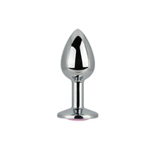 Load image into Gallery viewer, toosh-silver-metal-butt-plug-small-pink-stone