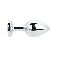 Load image into Gallery viewer, toosh-silver-metal-butt-plug-medium-pink-stone