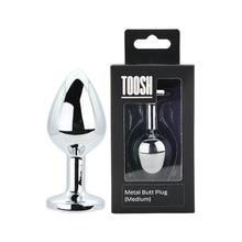 Load image into Gallery viewer, toosh-silver-metal-butt-plug-medium-pink-stone