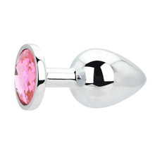 Load image into Gallery viewer, toosh-silver-metal-butt-plug-large-pink-stone
