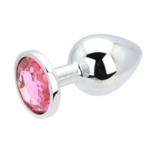 Load image into Gallery viewer, toosh-silver-metal-butt-plug-large-pink-stone