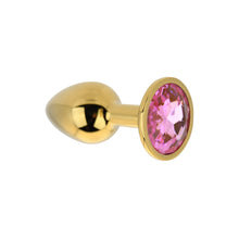 Load image into Gallery viewer, toosh-gold-metal-butt-plug-small-pink-stone