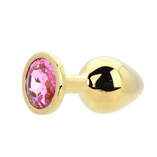 Load image into Gallery viewer, toosh-gold-metal-butt-plug-medium-pink-stone