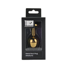 Load image into Gallery viewer, toosh-gold-metal-butt-plug-medium-pink-stone