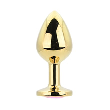Load image into Gallery viewer, toosh-gold-metal-butt-plug-medium-pink-stone