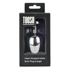 Load image into Gallery viewer, toosh-heart-shaped-silver-butt-plug-with-red-stone-large