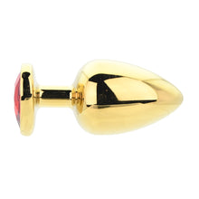 Load image into Gallery viewer, toosh-heart-shaped-gold-butt-plug-with-red-stone-large