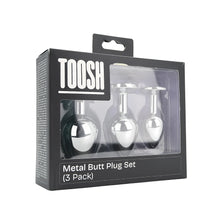 Load image into Gallery viewer, toosh-metal-butt-plug-silver-set-of-3-clear-stone