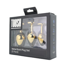 Load image into Gallery viewer, toosh-metal-butt-plug-gold-set-of-3-clear-stone