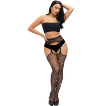 Load image into Gallery viewer, lace-by-lj-plus-size-suspender-tights-with-rhinestone