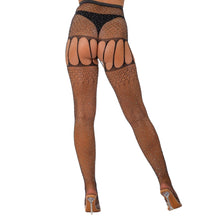 Load image into Gallery viewer, lace-by-lj-rhinestone-suspender-tights-black