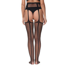 Load image into Gallery viewer, lace-by-lj-lace-up-suspender-tights-black