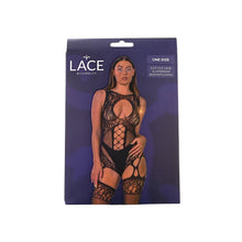 Load image into Gallery viewer, lace-by-lj-cut-out-lace-suspender-bodystocking-black
