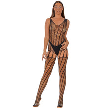 Load image into Gallery viewer, lace-by-lj-crochet-bodystocking-with-lace-up-back-black