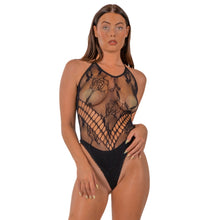 Load image into Gallery viewer, lace-by-lj-floral-halter-bodysuit-black