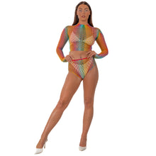 Load image into Gallery viewer, lace-by-lj-rainbow-fence-net-crop-top-and-bottoms