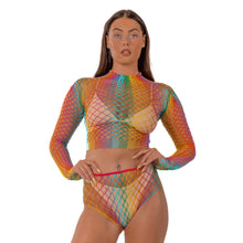 Load image into Gallery viewer, lace-by-lj-rainbow-fence-net-crop-top-and-bottoms