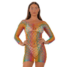 Load image into Gallery viewer, lace-by-lj-rainbow-long-sleeved-mini-dress