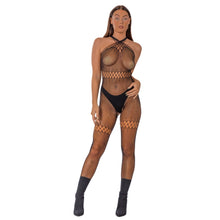Load image into Gallery viewer, lace-by-lj-crossover-neck-crotchless-bodystocking