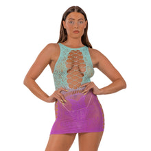 Load image into Gallery viewer, lace-by-lj-ombre-faux-lace-up-mini-dress