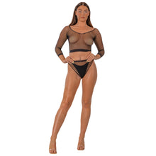 Load image into Gallery viewer, lace-by-lj-fence-net-crop-top-and-bottoms